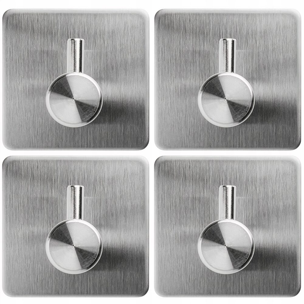 4X Wieszak Haczyk Samoprzylepny Stalowy na Ręcznik Srebrny