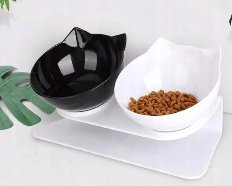 Podwójna Miska Miski dla Kota Stojak na Karmę