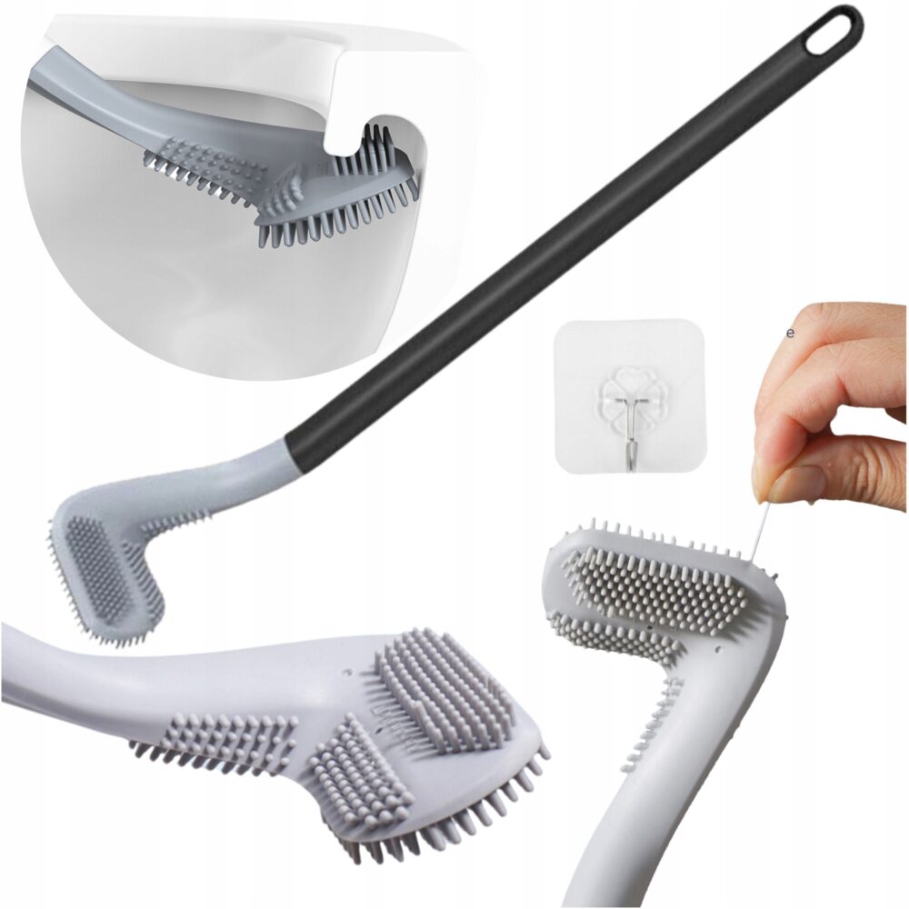 Szczotka Silikonowa Toaletowa do WC + Haczyk Biała Czarna