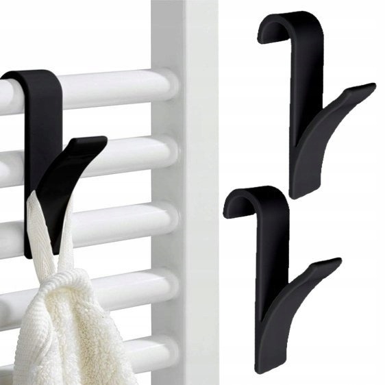 2X Wieszak Uchwyt na Ręczniki do Łazienki WC na Grzejnik Kaloryfer Czarny