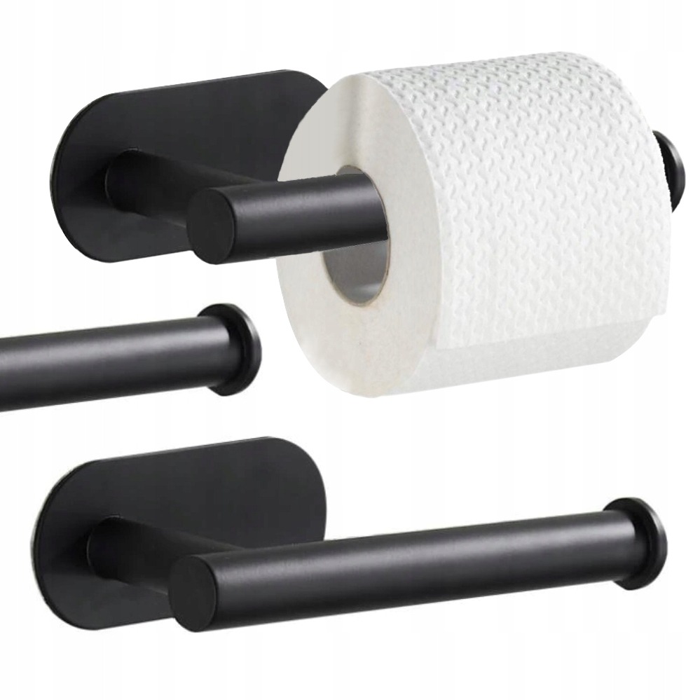 Uchwyt Stalowy na Papier Toaletowy Samoprzylepny Czarny Loft