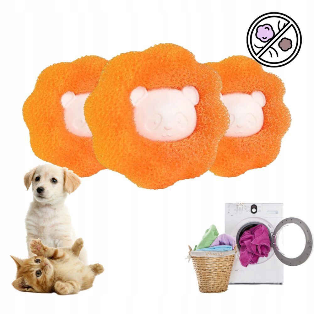 KULKI DO PRANIA ANTYKŁACZKI KULE DO USUWANIA SIERŚCI WŁOSÓW MISIE 3SZT