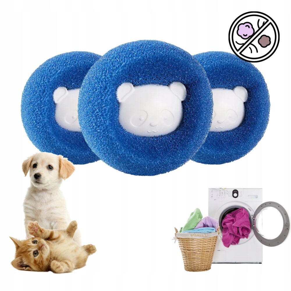 KULKI DO PRANIA ANTYKŁACZKI KULE DO USUWANIA SIERŚCI WŁOSÓW MISIE 3SZT