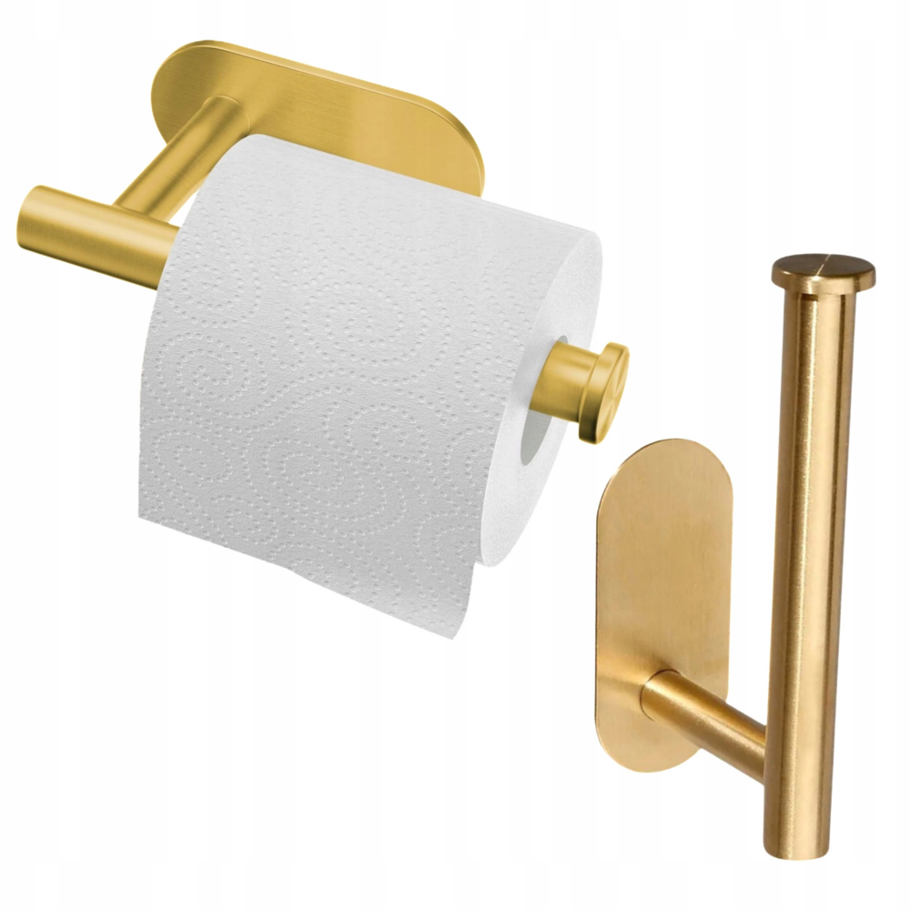 UCHWYT WIESZAK NA PAPIER TOALETOWY BEZ WIERCENIA SAMOPRZYLEPNY ZŁOTY