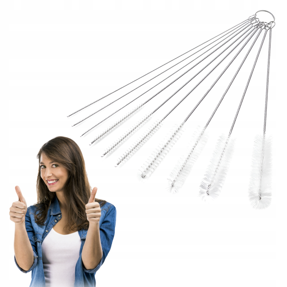 ZESTAW10 SZCZOTEK WYCIOR DO CZYSZCZENIA EKSPRESU DYSZ RUREK SŁOMEK BIAŁE