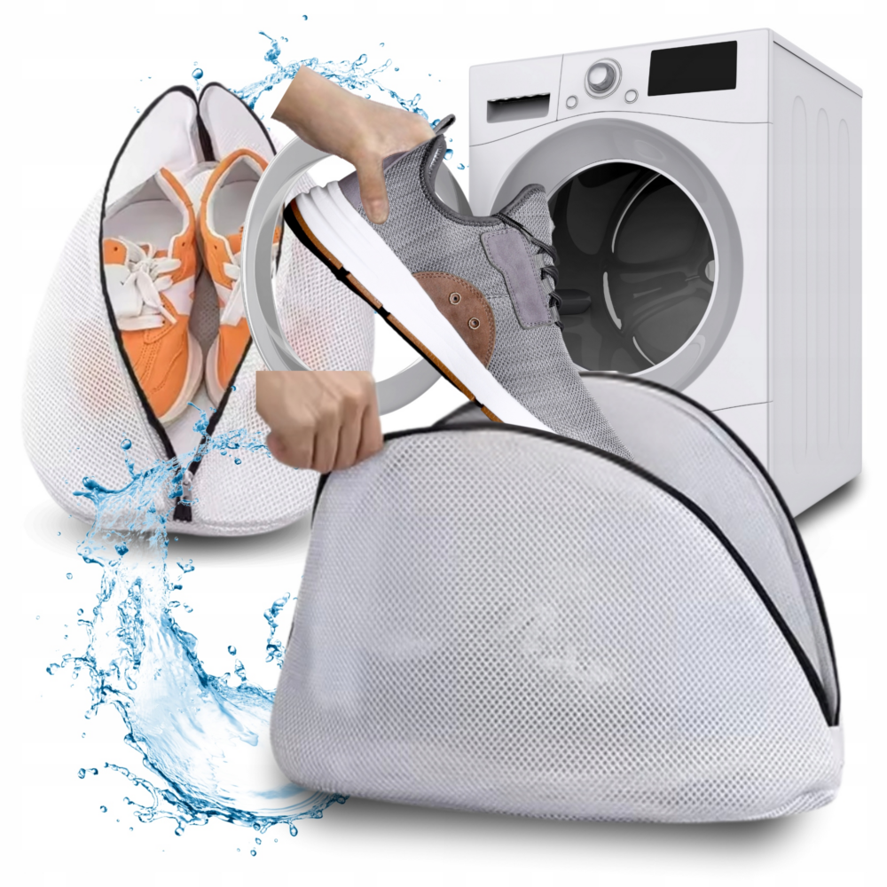 POJEMNY WOREK SIATKA DO PRANIA BUTÓW OBUWIA DO PRALKI NA ZAMEK 40CM