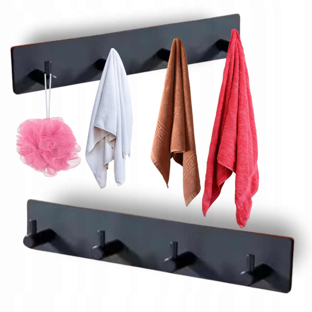 UCHWYT WIESZAK NA RĘCZNIK BEZ WIERCENIA PANEL SAMOPRZYLEPNY TAŚMA 4 HACZYKI