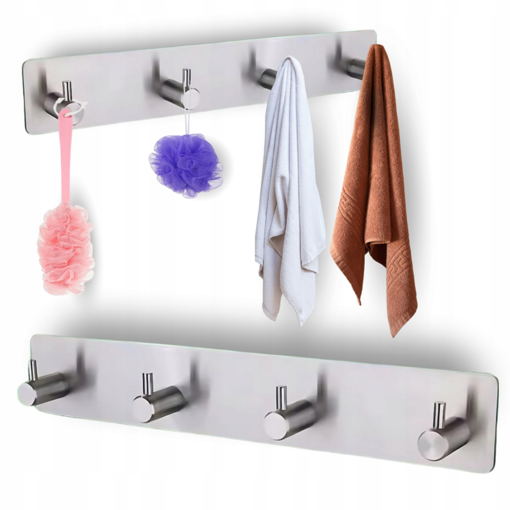 UCHWYT WIESZAK NA RĘCZNIK BEZ WIERCENIA PANEL SAMOPRZYLEPNY TAŚMA 4 HACZYKI